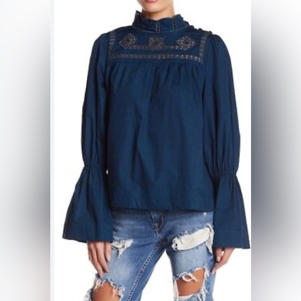 Free People Another Eternity Bell Sleeve Cotton Top.